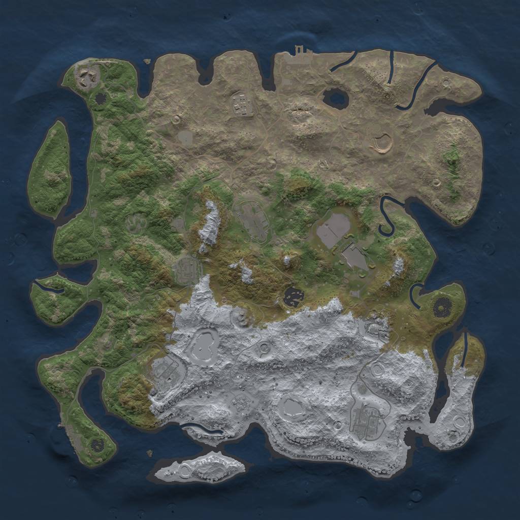 Rust Map: Procedural Map, Size: 3950, Seed: 40692713, 19 Monuments