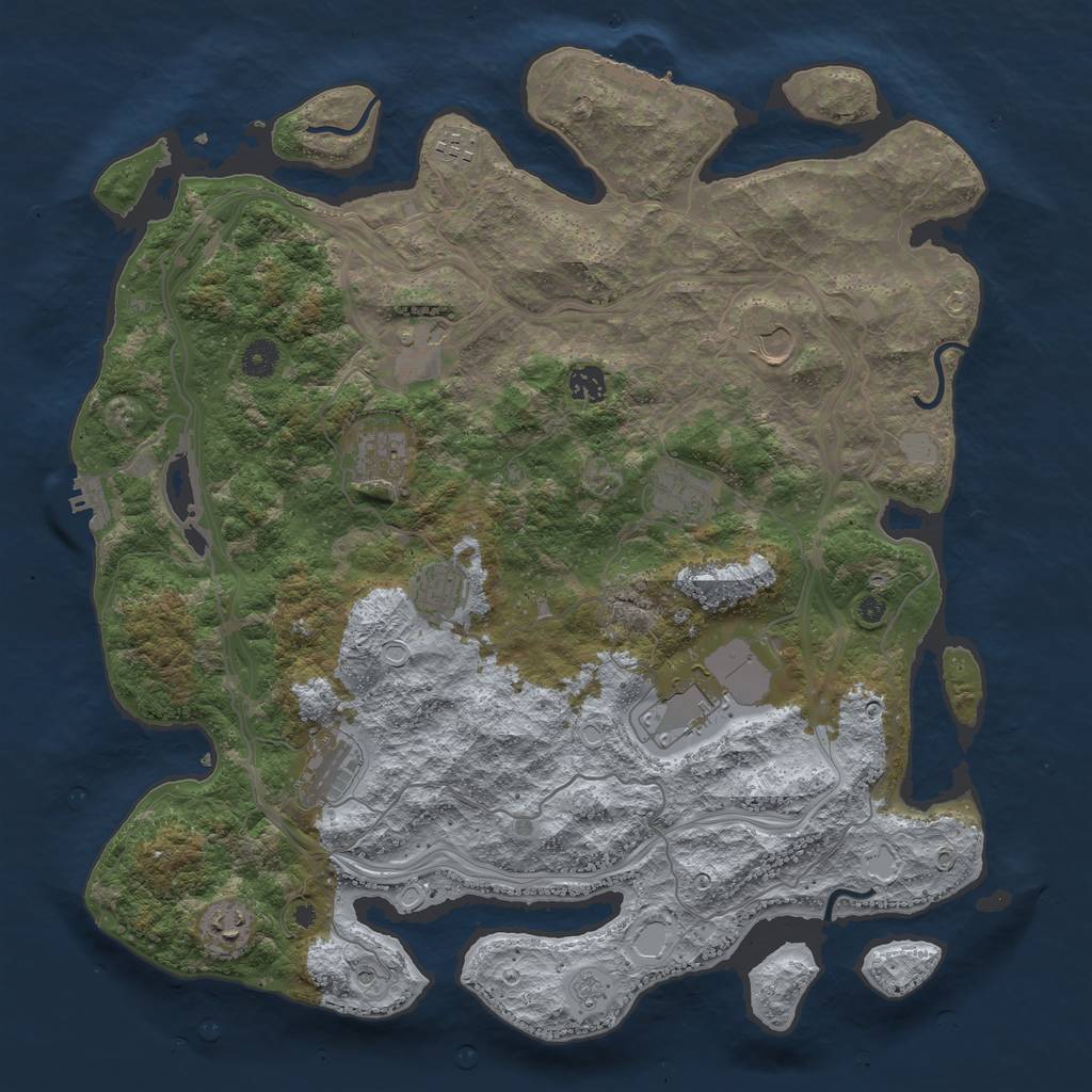 Rust Map: Procedural Map, Size: 4300, Seed: 699502, 19 Monuments