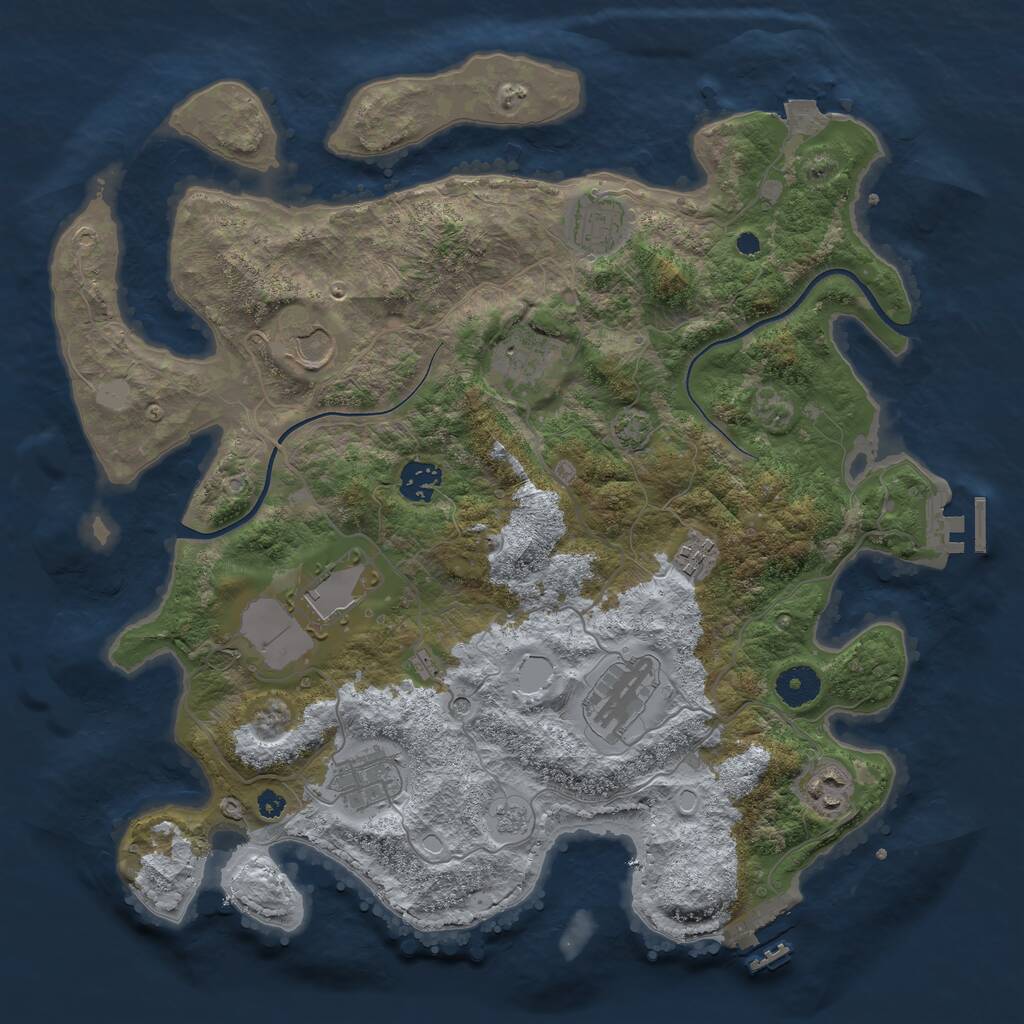 Rust Map: Procedural Map, Size: 3700, Seed: 40833075, 15 Monuments