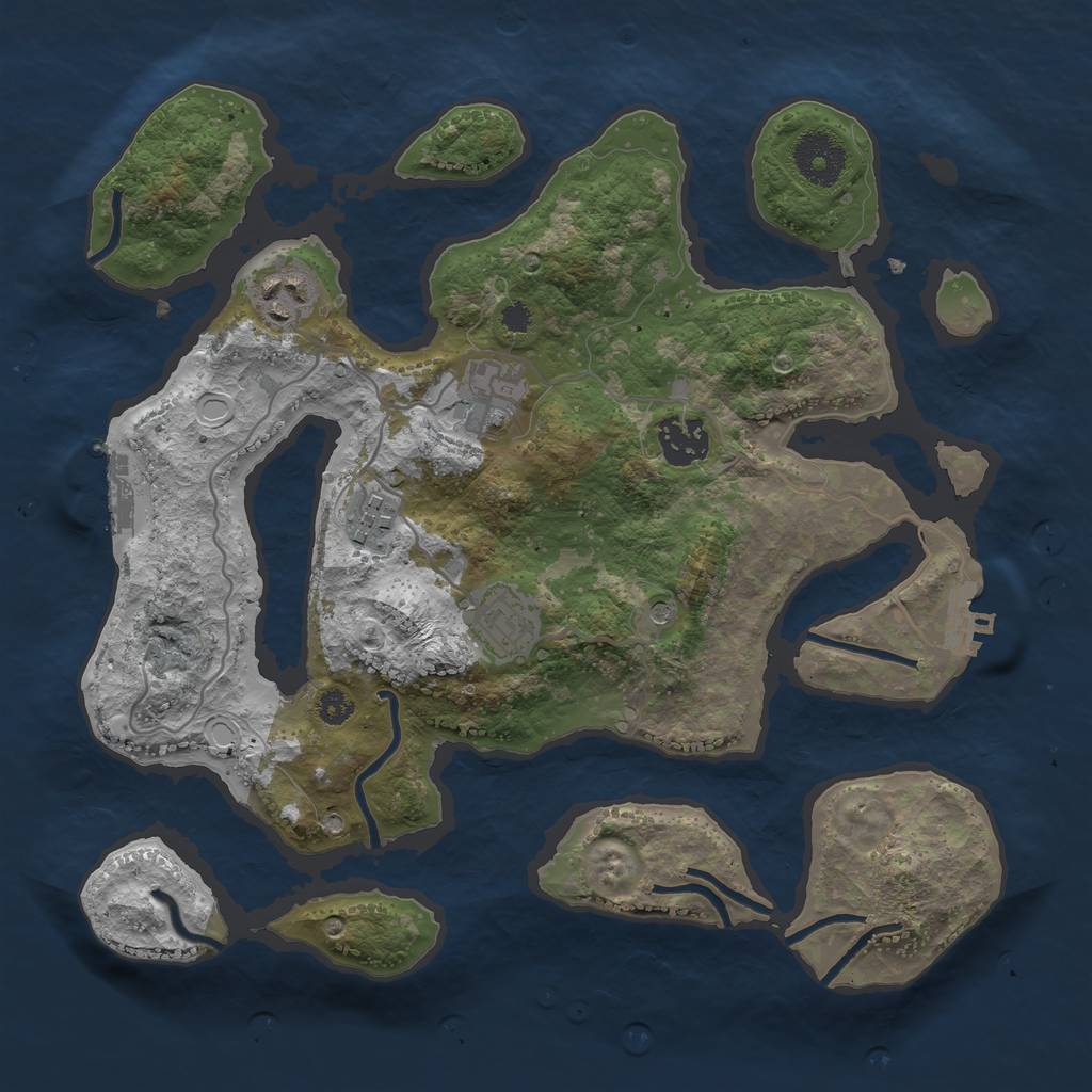 Rust Map: Procedural Map, Size: 3200, Seed: 456487, 13 Monuments