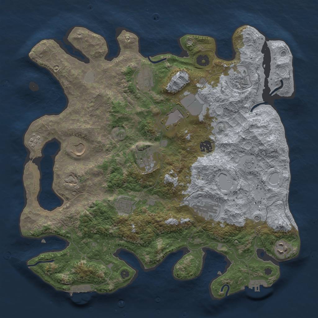 Rust Map: Procedural Map, Size: 3800, Seed: 1024721145, 19 Monuments