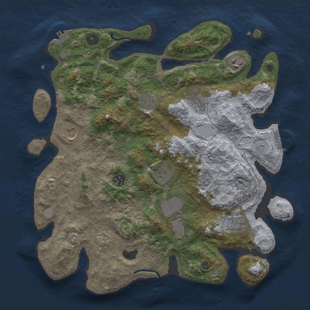 Rust Map: Procedural Map, Size: 3850, Seed: 58017190, 19 Monuments