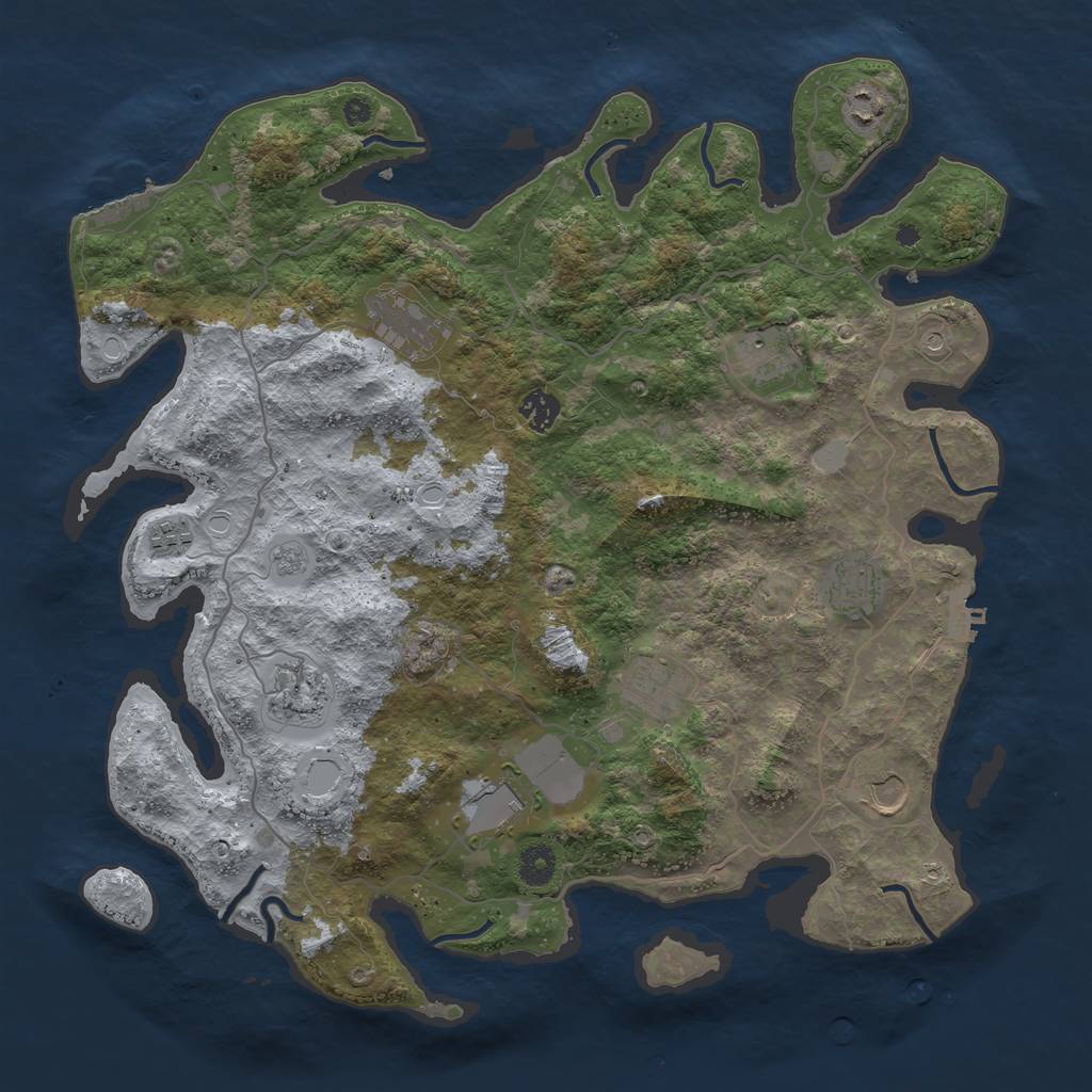 Rust Map: Procedural Map, Size: 4100, Seed: 40649595, 19 Monuments