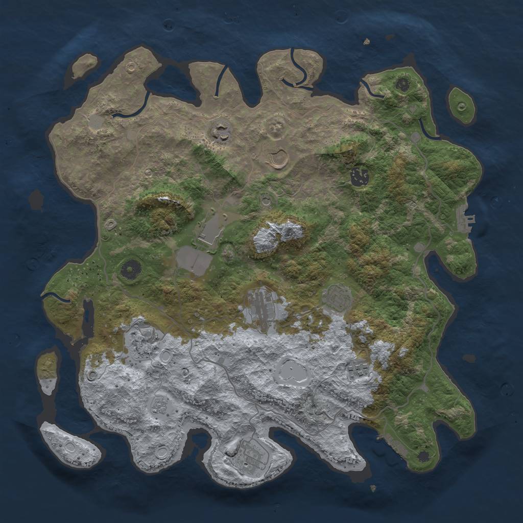 Rust Map: Procedural Map, Size: 4000, Seed: 29078107, 18 Monuments