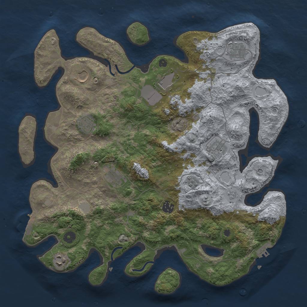 Rust Map: Procedural Map, Size: 3850, Seed: 90452703, 18 Monuments