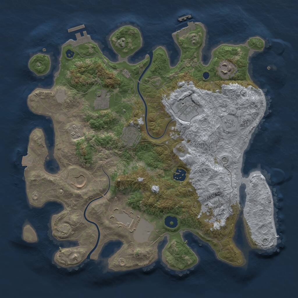 Rust Map: Procedural Map, Size: 3500, Seed: 1235, 15 Monuments