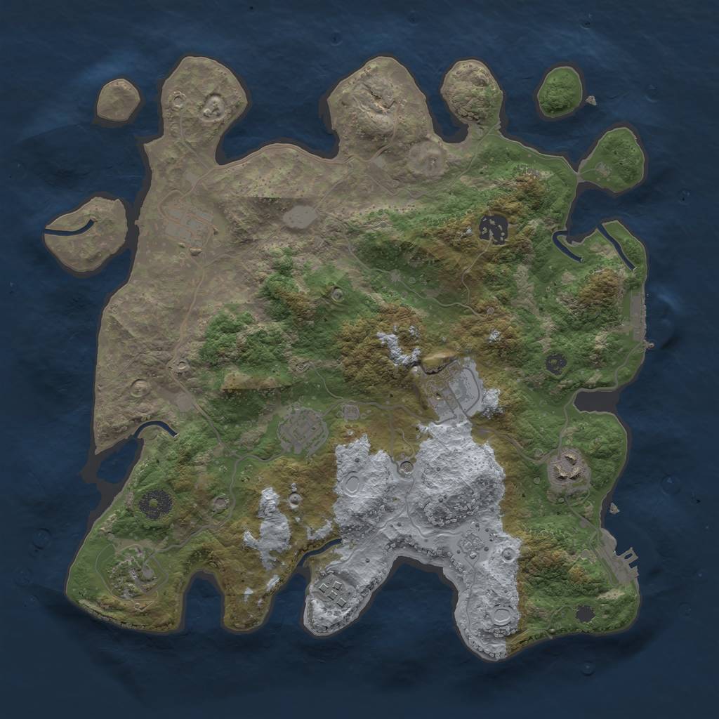 Rust Map: Procedural Map, Size: 3450, Seed: 52932117, 16 Monuments