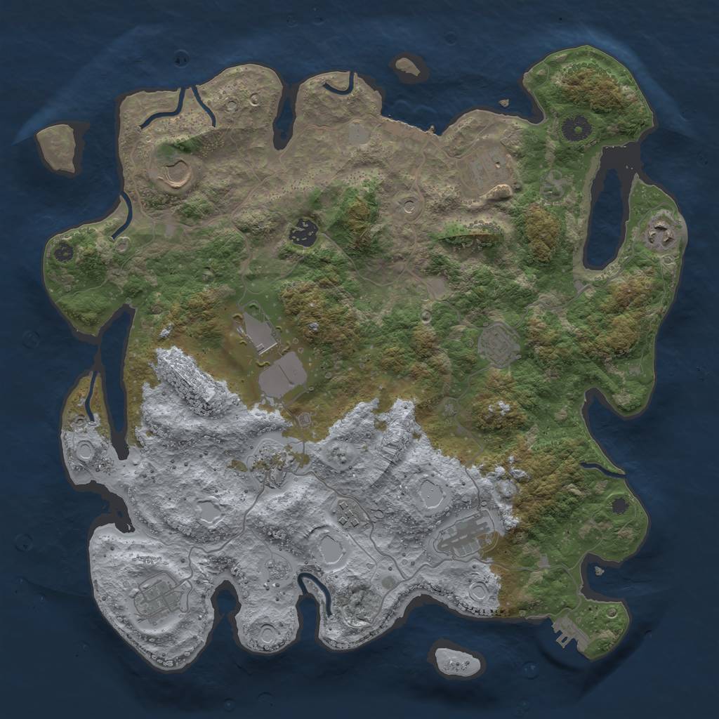 Rust Map: Procedural Map, Size: 3900, Seed: 1721670, 19 Monuments