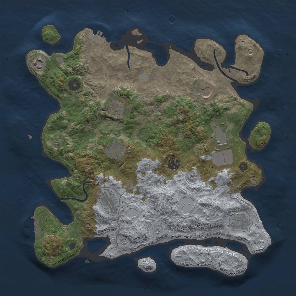 Rust Map: Procedural Map, Size: 3650, Seed: 56332070, 17 Monuments