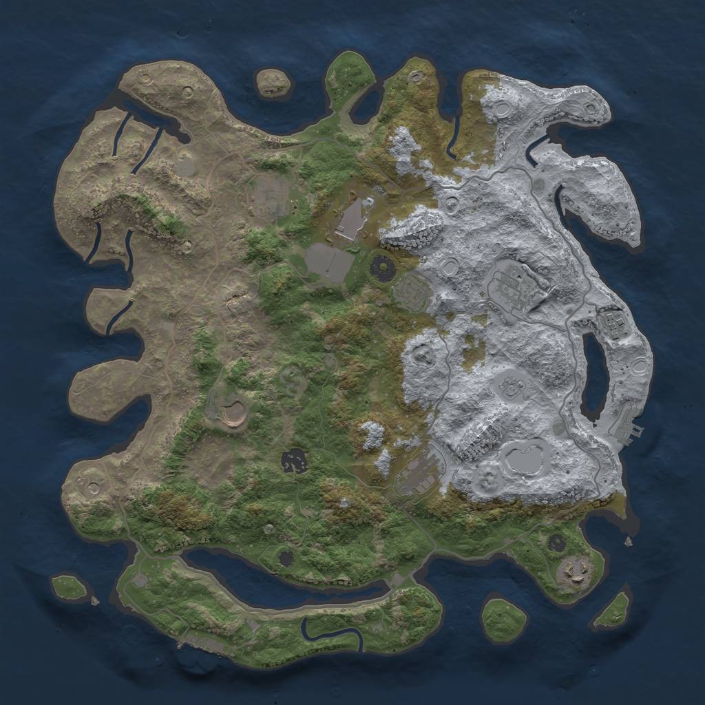 Rust Map: Procedural Map, Size: 4000, Seed: 1254025648, 18 Monuments