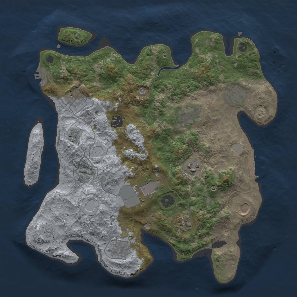 Rust Map: Procedural Map, Size: 3500, Seed: 1434287897, 19 Monuments