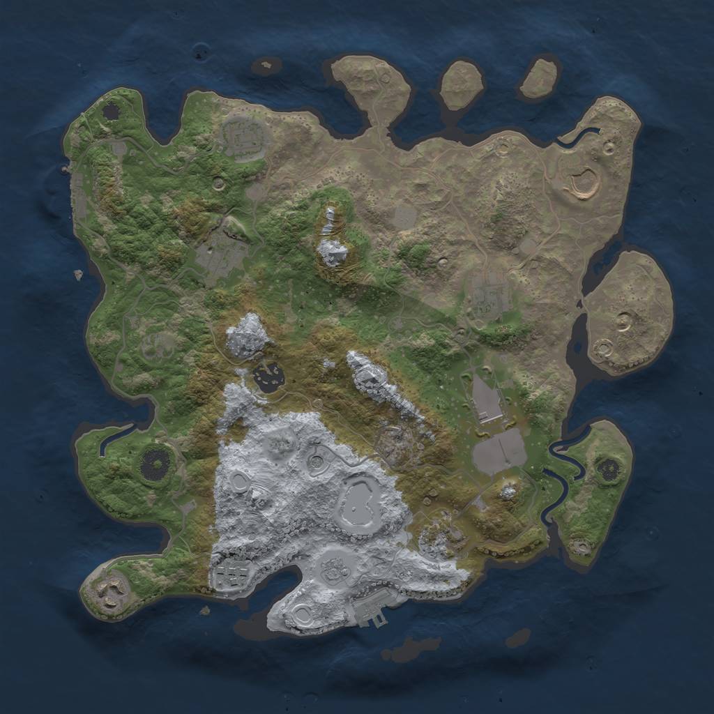 Rust Map: Procedural Map, Size: 3500, Seed: 1342, 18 Monuments