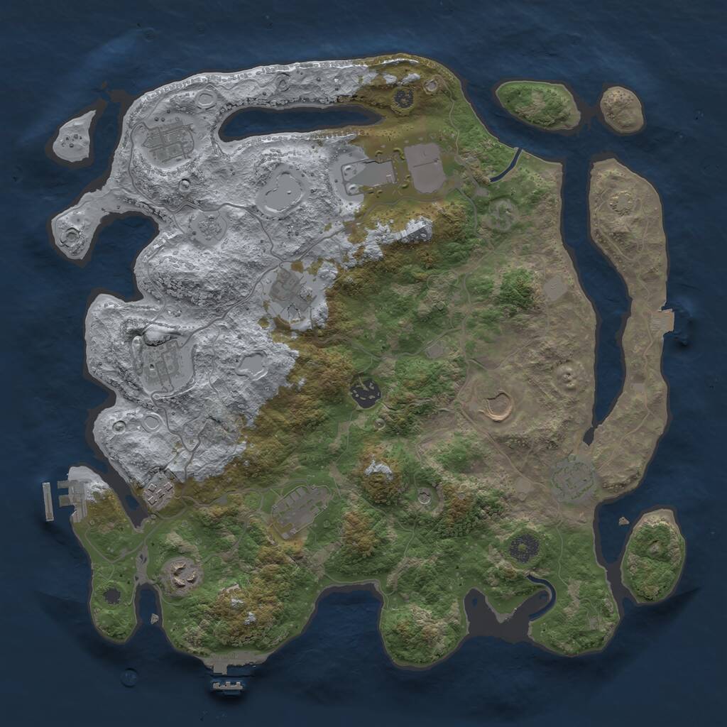Rust Map: Procedural Map, Size: 3800, Seed: 85473834, 16 Monuments