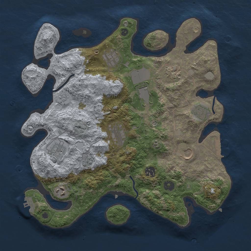 Rust Map: Procedural Map, Size: 3500, Seed: 411222, 19 Monuments