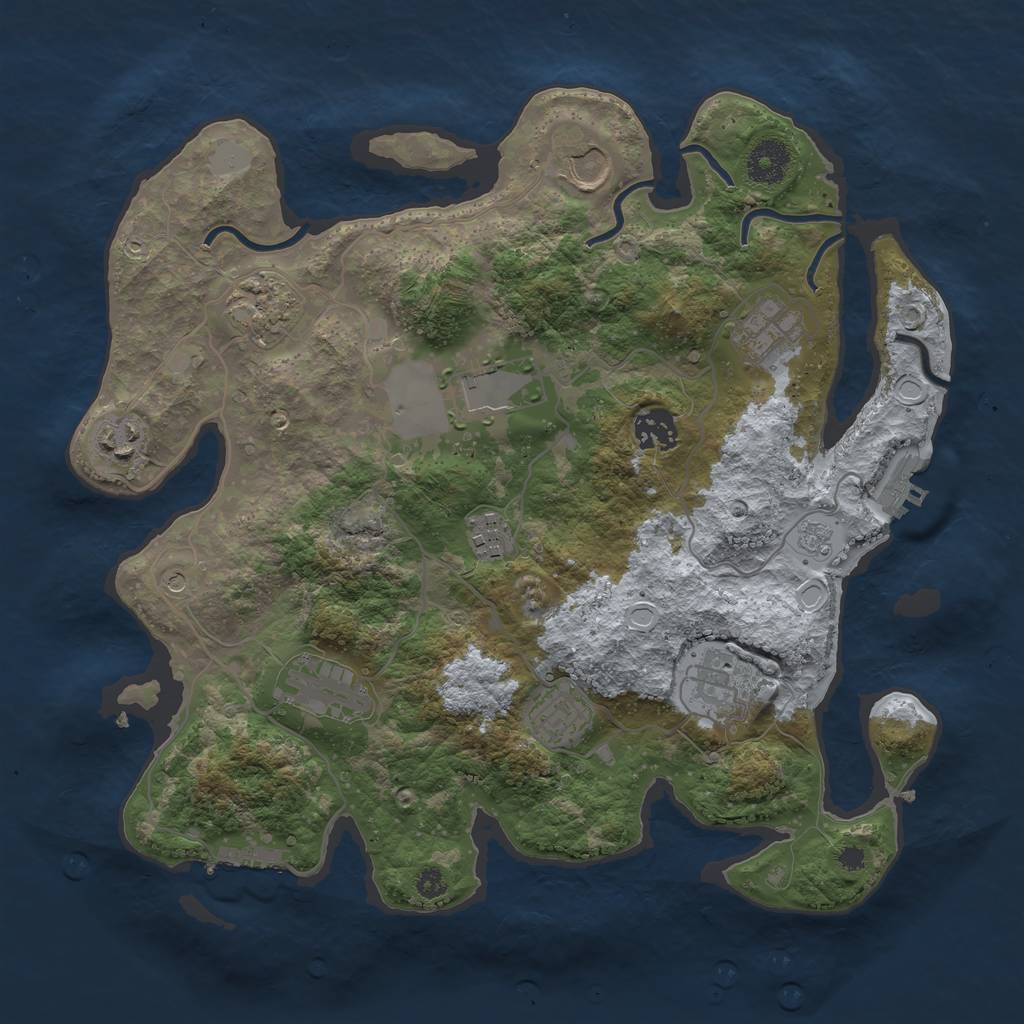 Rust Map: Procedural Map, Size: 3500, Seed: 373811162, 19 Monuments