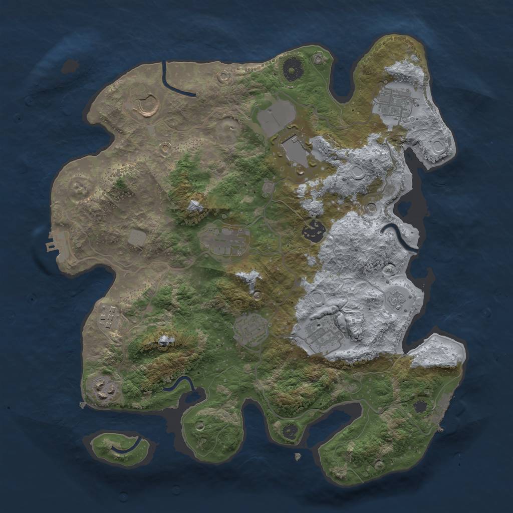 Rust Map: Procedural Map, Size: 3500, Seed: 600426474, 18 Monuments