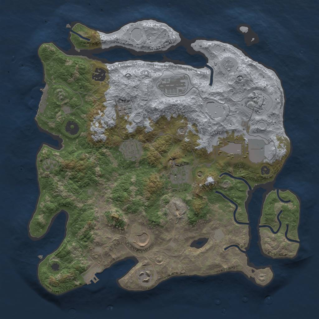 Rust Map: Procedural Map, Size: 3500, Seed: 24877683, 18 Monuments
