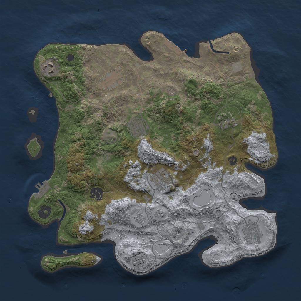 Rust Map: Procedural Map, Size: 3400, Seed: 74868255, 17 Monuments