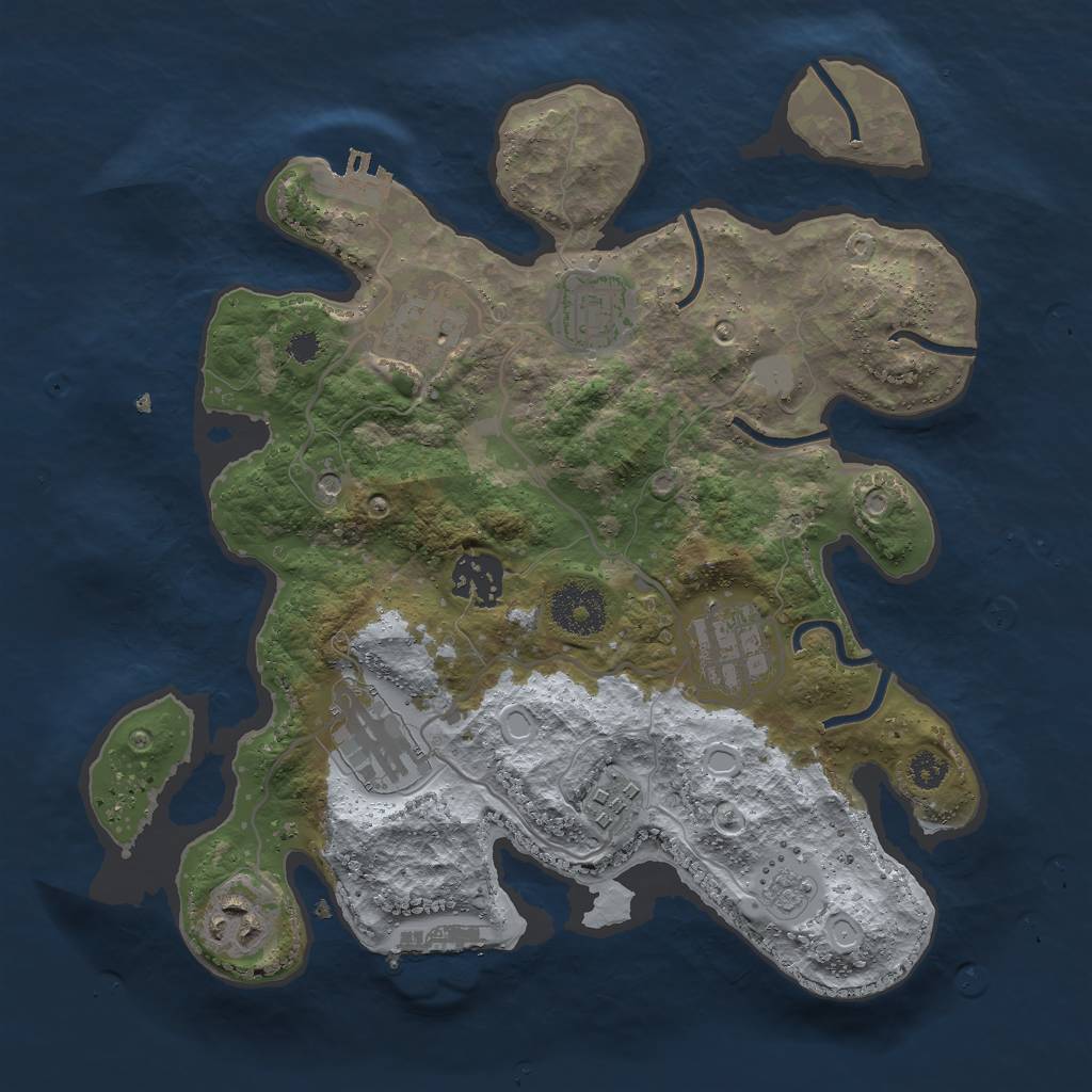 Rust Map: Procedural Map, Size: 3000, Seed: 44271, 16 Monuments