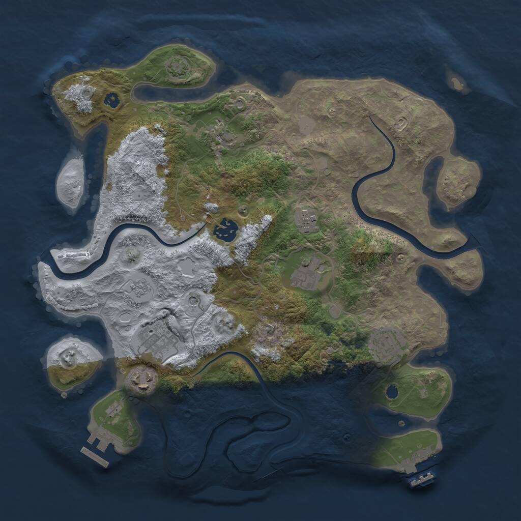 Rust Map: Procedural Map, Size: 3400, Seed: 57474353, 13 Monuments