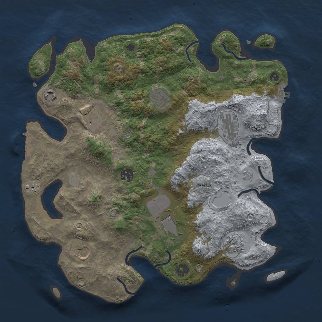 Rust Map: Procedural Map, Size: 3600, Seed: 38333497, 18 Monuments
