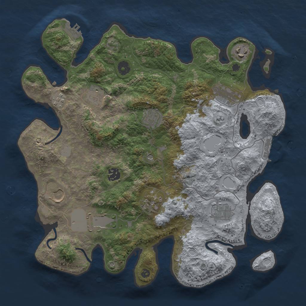 Rust Map: Procedural Map, Size: 3500, Seed: 89243, 19 Monuments