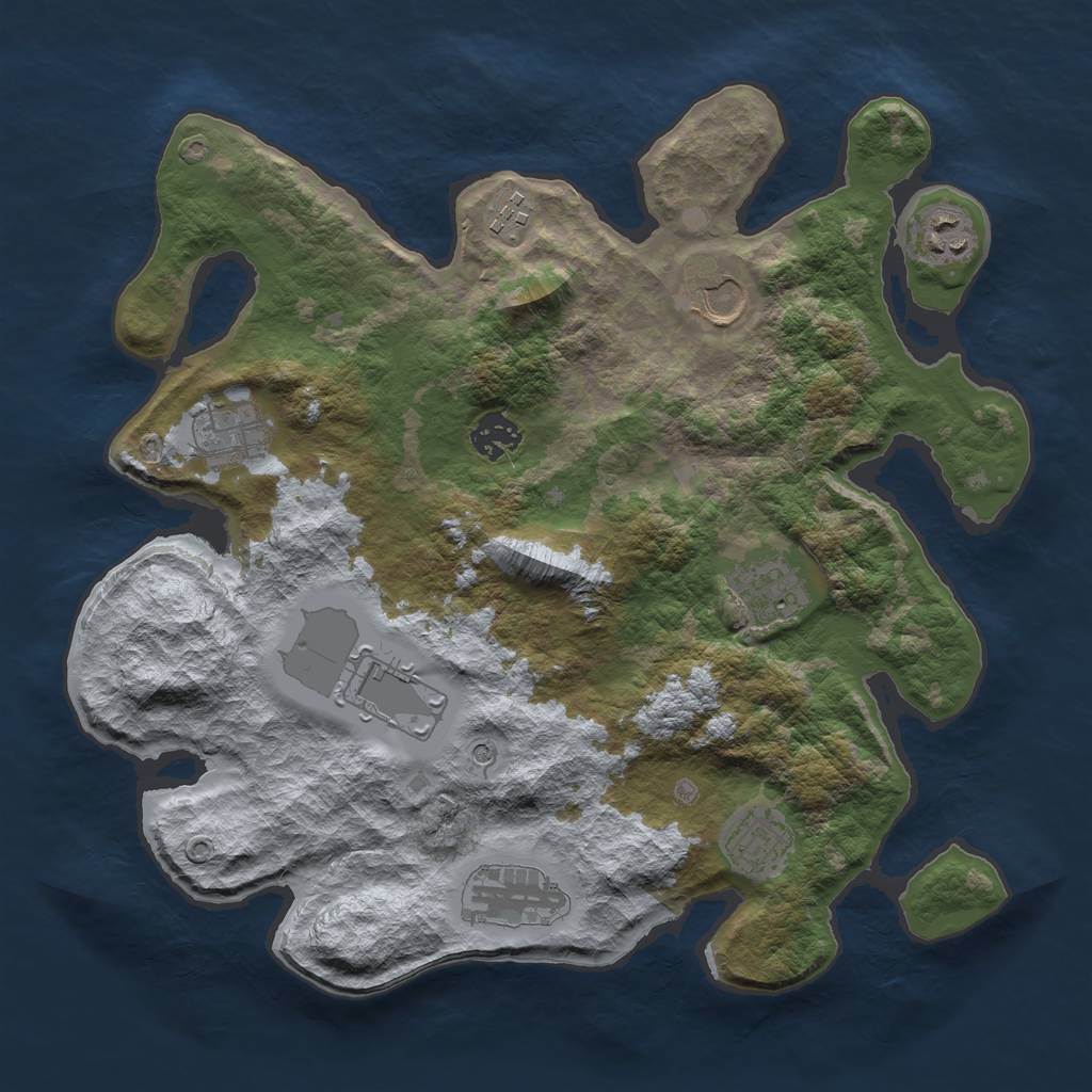 Rust Map: Barren, Size: 3500, Seed: 412461118, 12 Monuments