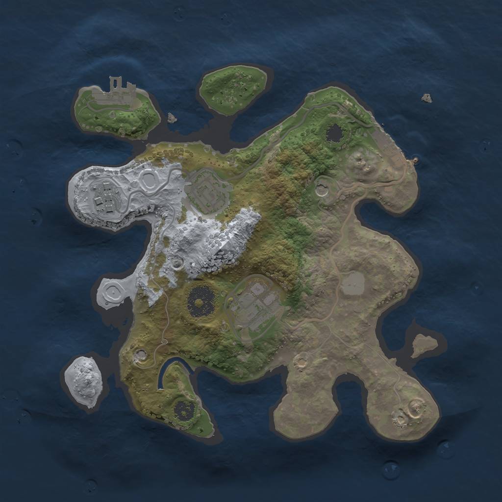 Rust Map: Procedural Map, Size: 2500, Seed: 9832679, 11 Monuments
