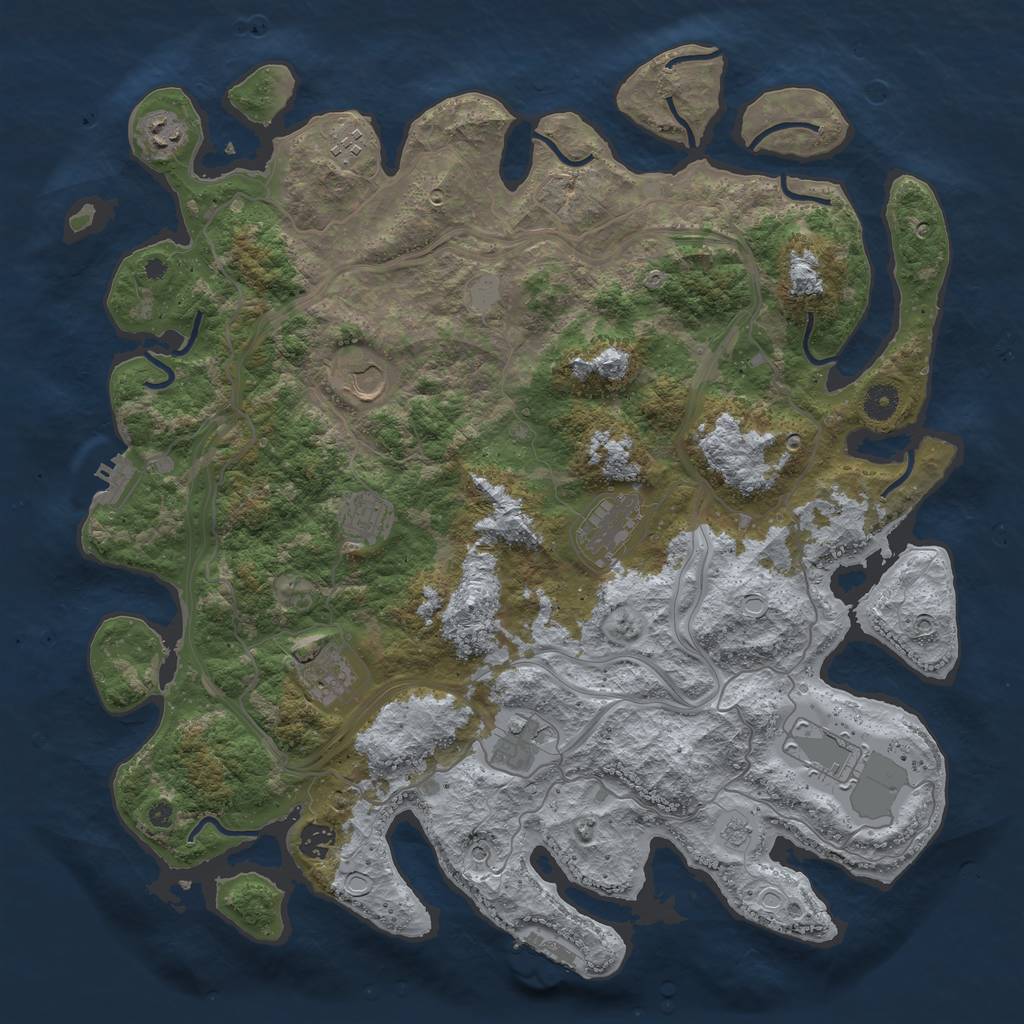 Rust Map: Procedural Map, Size: 4300, Seed: 4020438, 18 Monuments