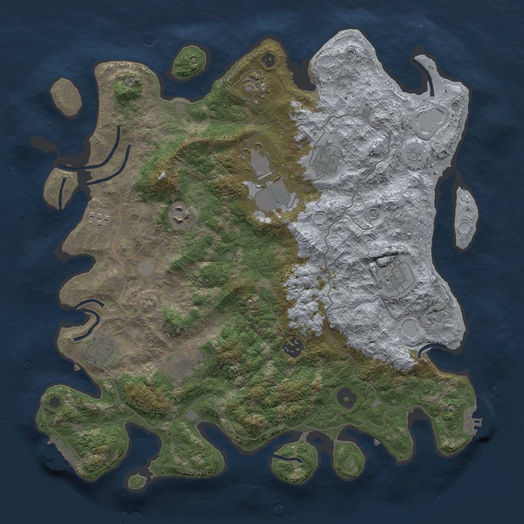 Rust Map: Procedural Map, Size: 4000, Seed: 26666, 18 Monuments