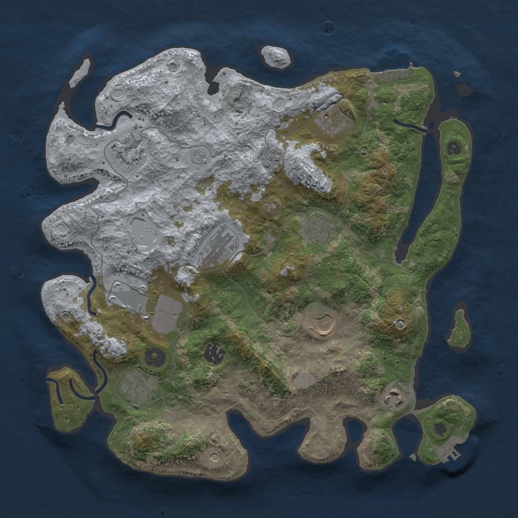 Rust Map: Procedural Map, Size: 3700, Seed: 98406544, 19 Monuments