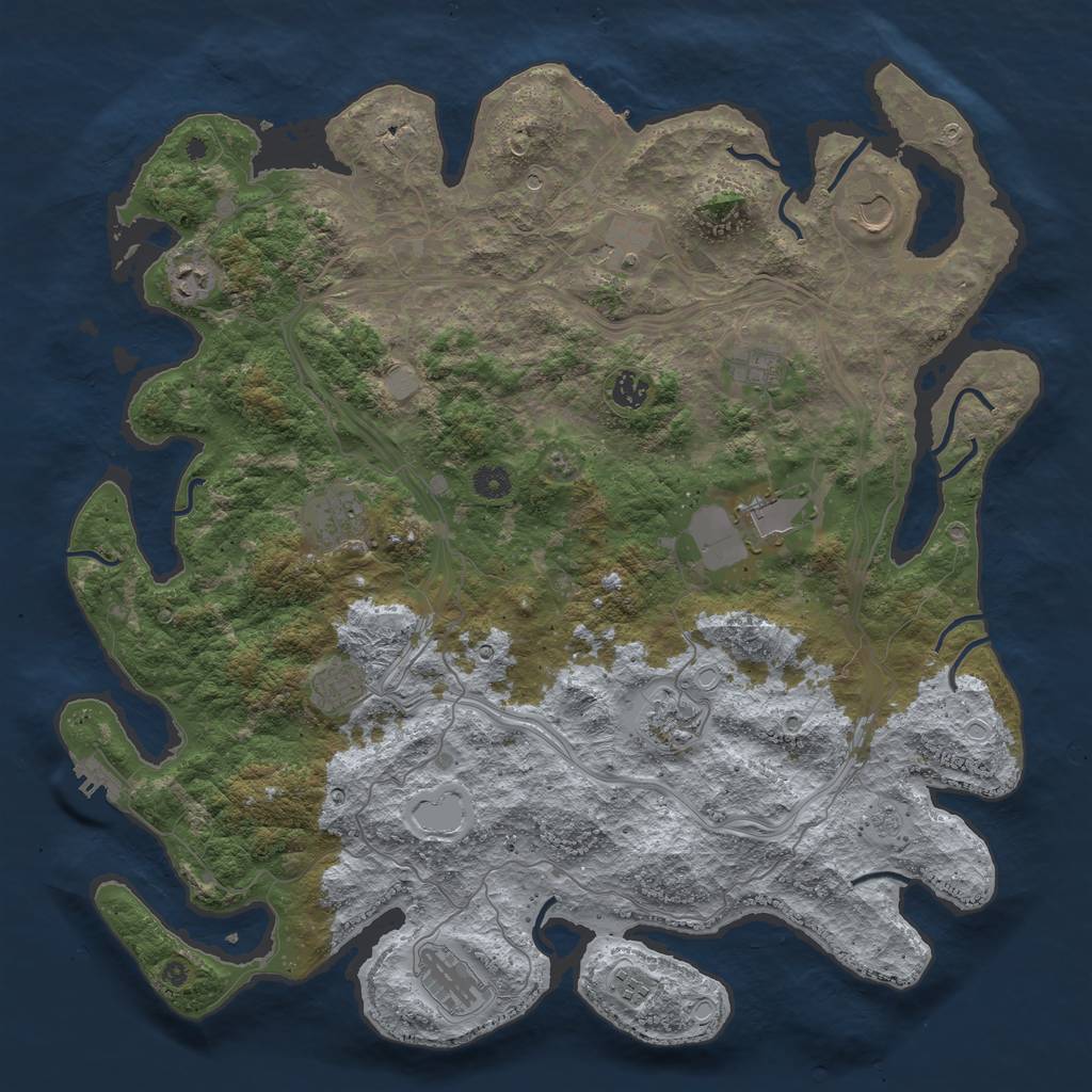 Rust Map: Procedural Map, Size: 4500, Seed: 425226561, 20 Monuments