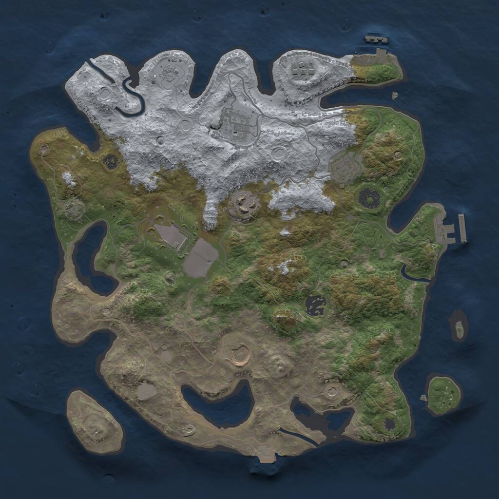 Rust Map: Procedural Map, Size: 3500, Seed: 629177441, 13 Monuments