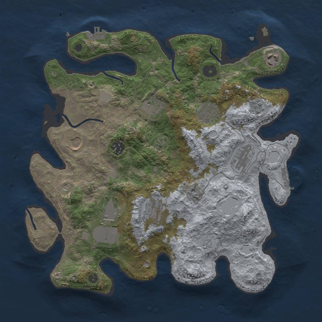 Rust Map: Procedural Map, Size: 3550, Seed: 712372, 18 Monuments