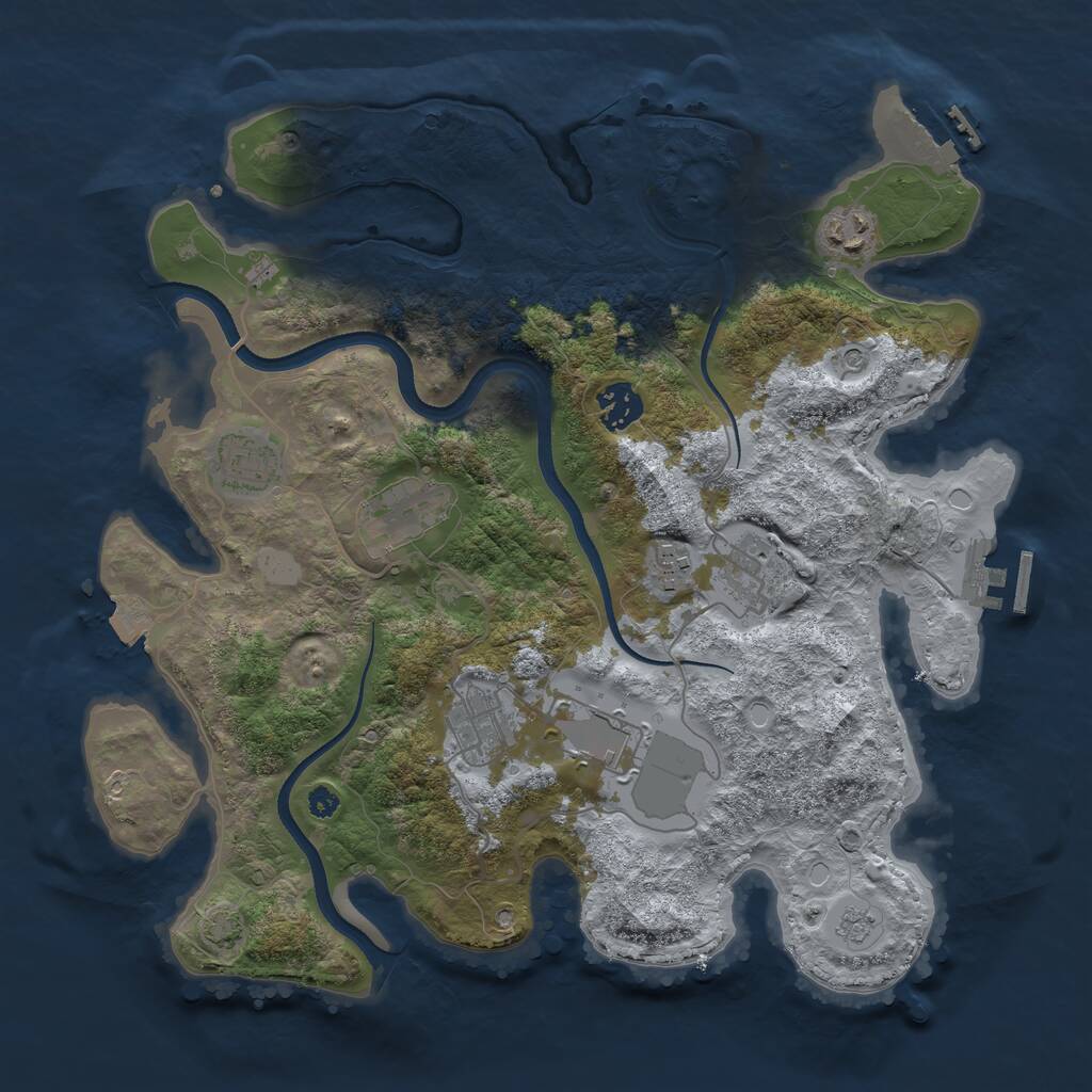 Rust Map: Procedural Map, Size: 3550, Seed: 712372, 14 Monuments