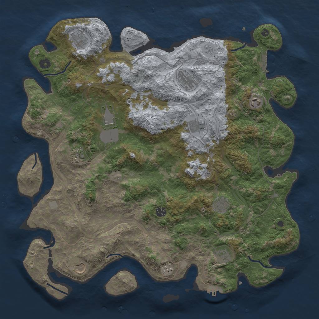 Rust Map: Procedural Map, Size: 4500, Seed: 1034182522, 20 Monuments