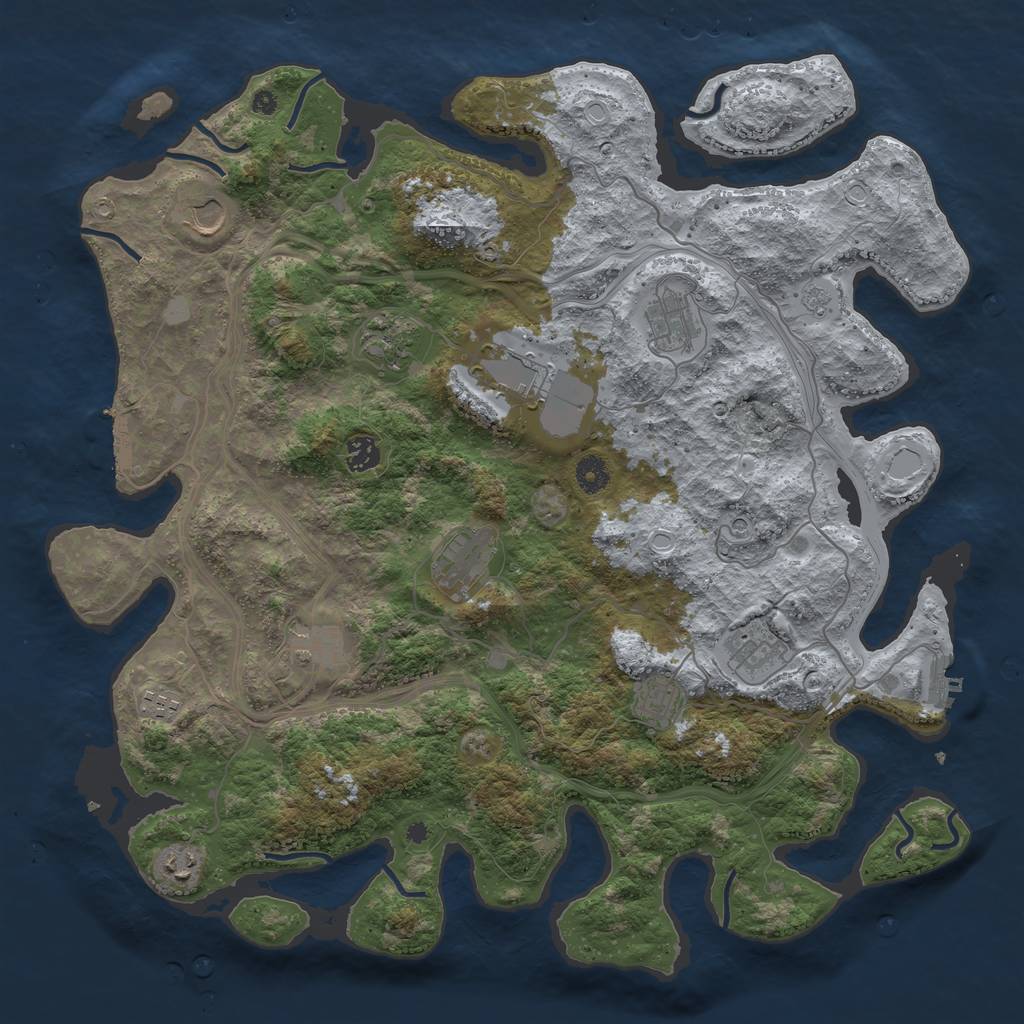Rust Map: Procedural Map, Size: 4300, Seed: 1846388008, 20 Monuments