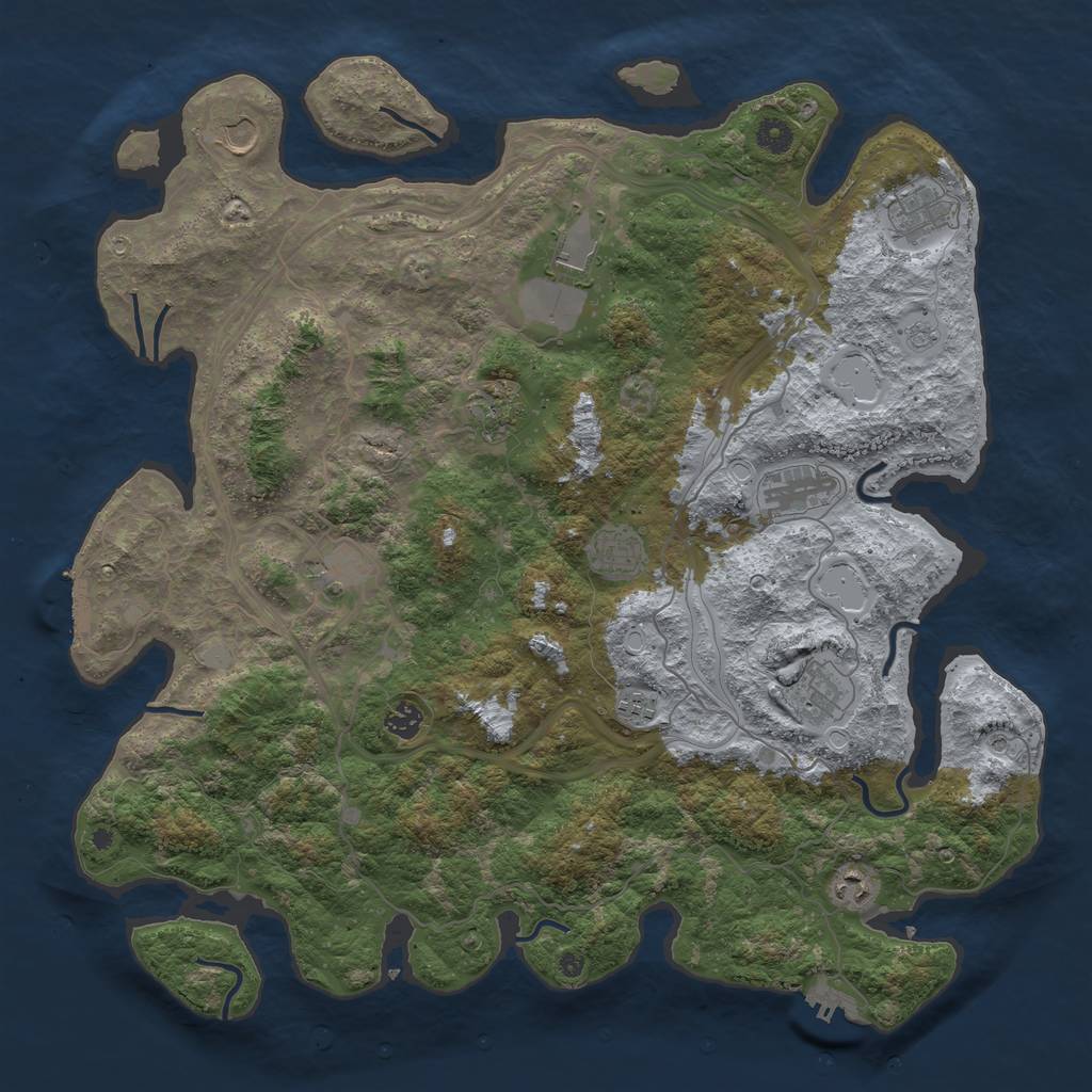 Rust Map: Procedural Map, Size: 4500, Seed: 497513370, 20 Monuments