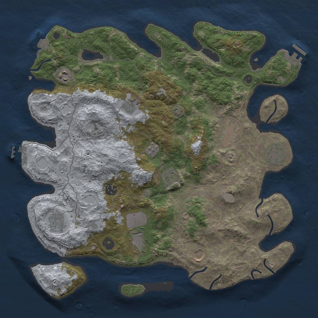 Rust Map: Procedural Map, Size: 4000, Seed: 28925, 16 Monuments