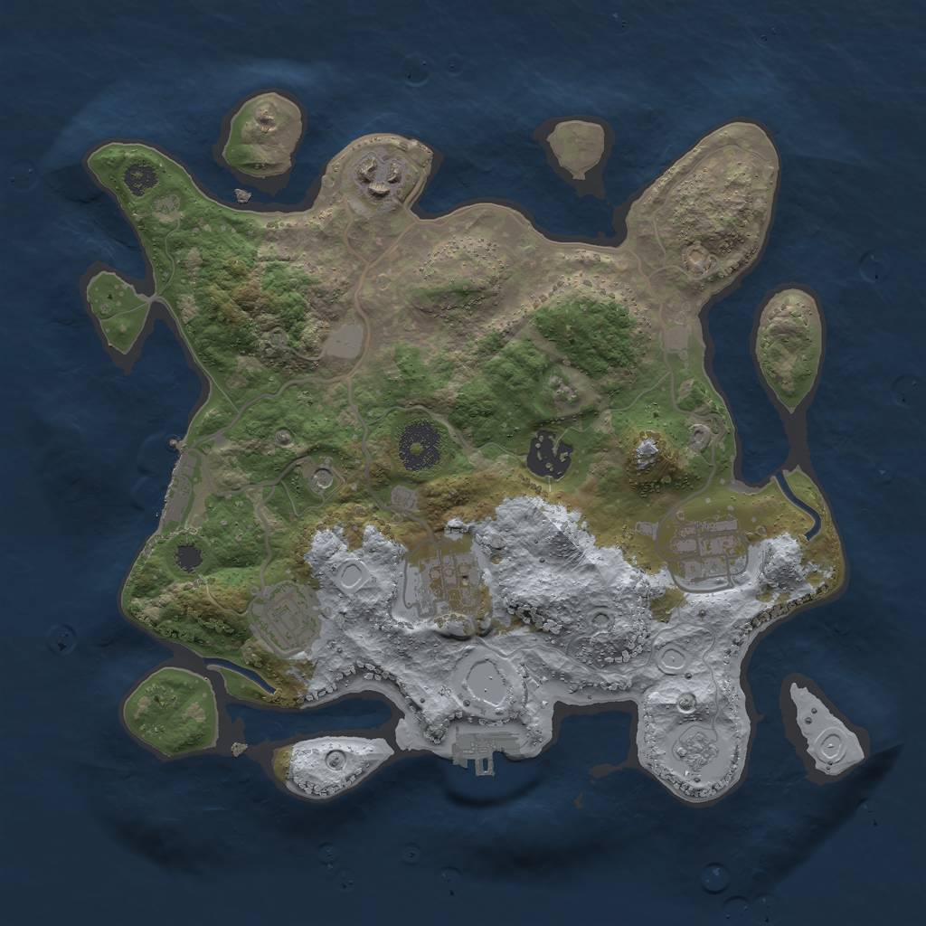 Rust Map: Procedural Map, Size: 3000, Seed: 2444894, 14 Monuments
