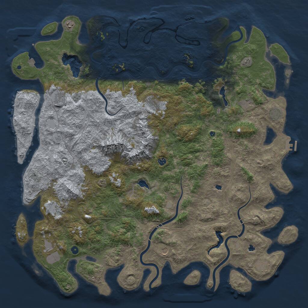 Rust Map: Procedural Map, Size: 6000, Seed: 80965101, 17 Monuments