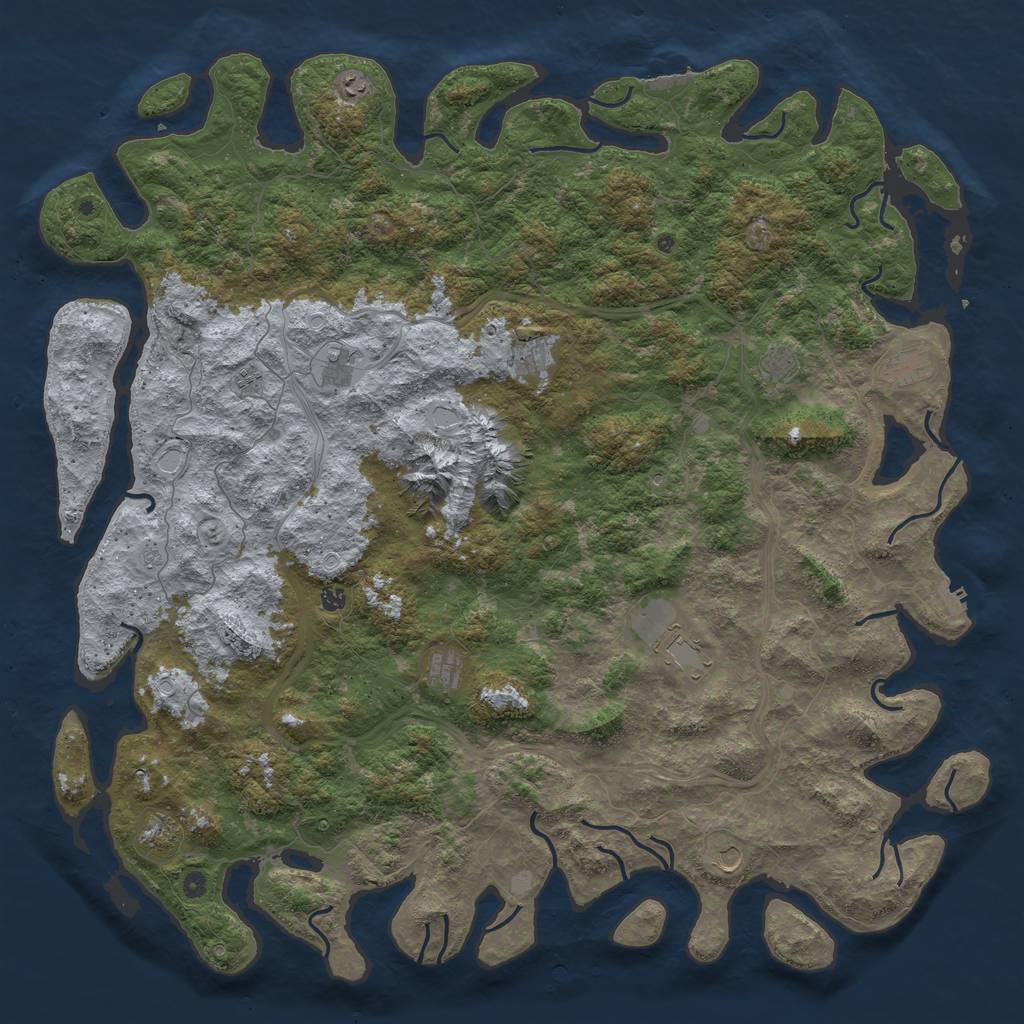 Rust Map: Procedural Map, Size: 6000, Seed: 80965101, 20 Monuments