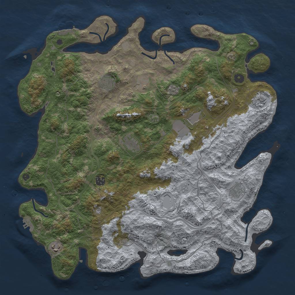 Rust Map: Procedural Map, Size: 4500, Seed: 13375062, 18 Monuments