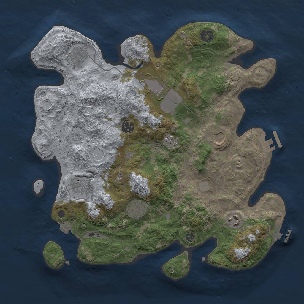 Rust Map: Procedural Map, Size: 3500, Seed: 1010795708, 14 Monuments