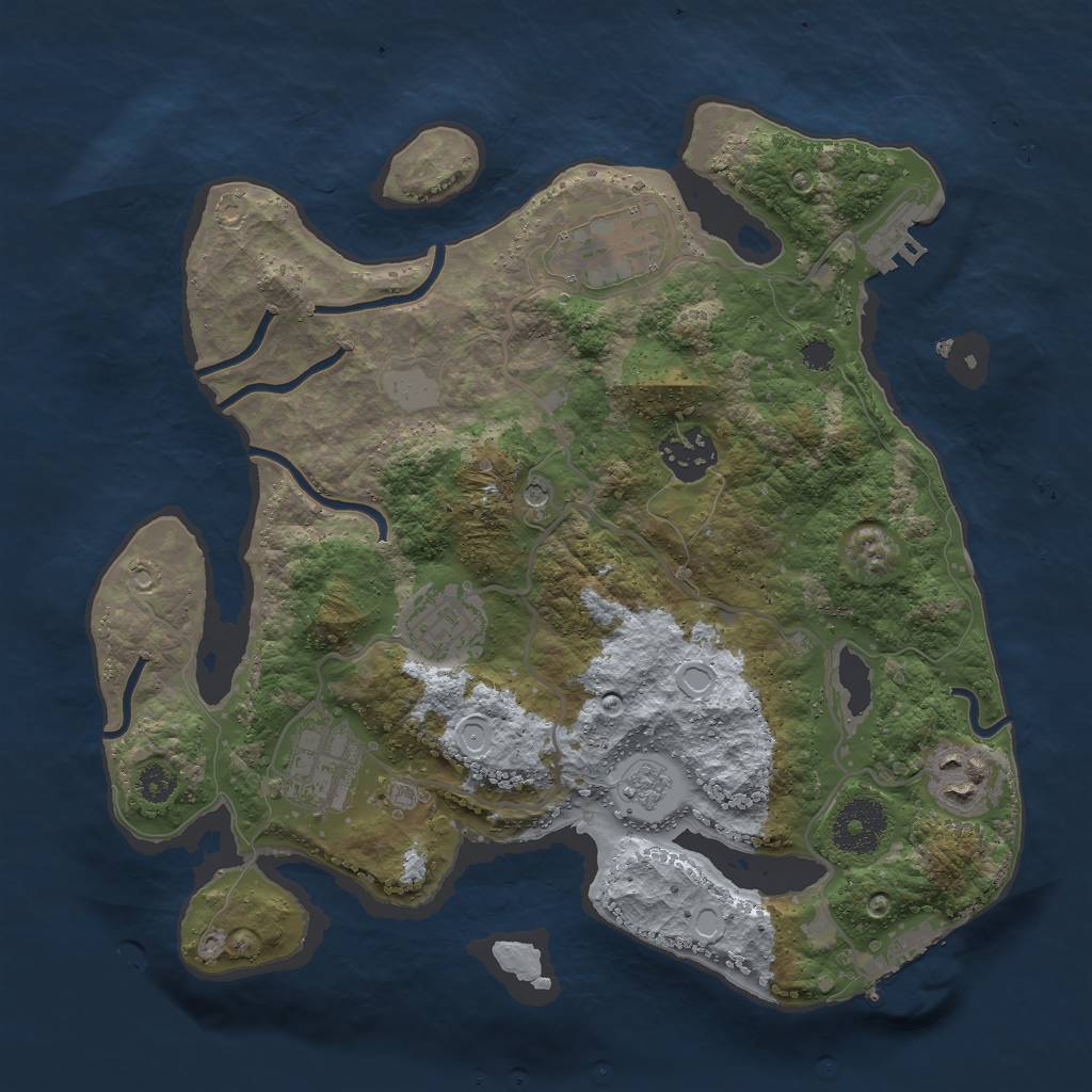 Rust Map: Procedural Map, Size: 3000, Seed: 79695, 14 Monuments