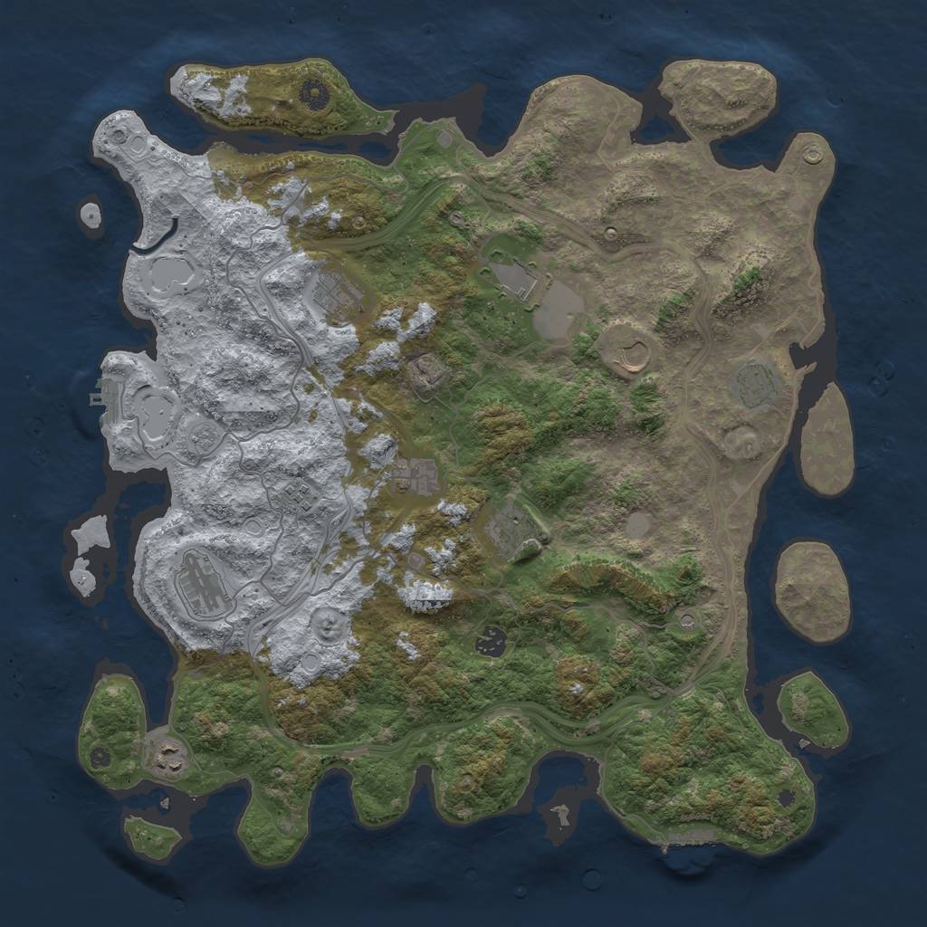 Rust Map: Procedural Map, Size: 4500, Seed: 1987436985, 19 Monuments