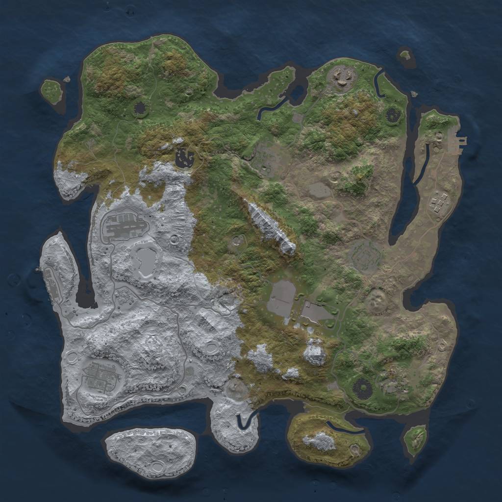 Rust Map: Procedural Map, Size: 3700, Seed: 235439357, 18 Monuments