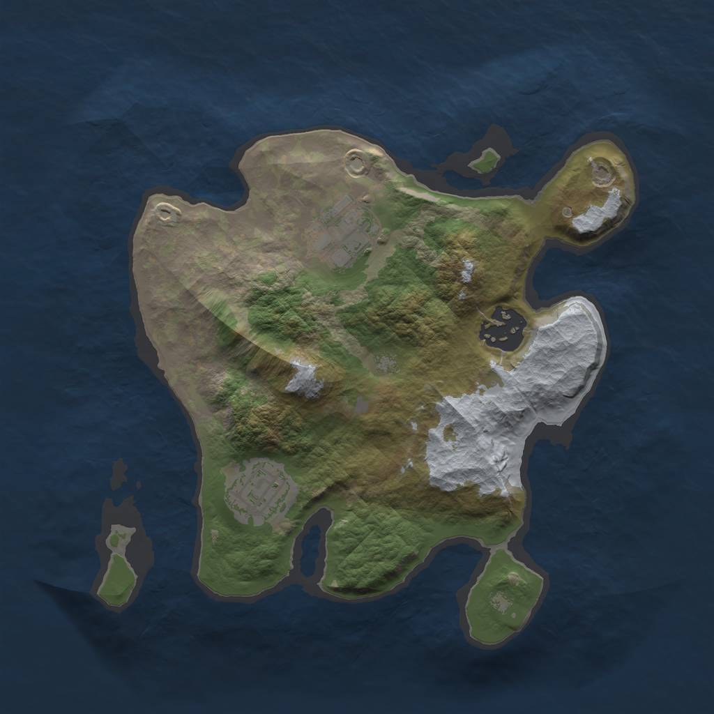 Rust Map: Barren, Size: 2400, Seed: 297358, 5 Monuments