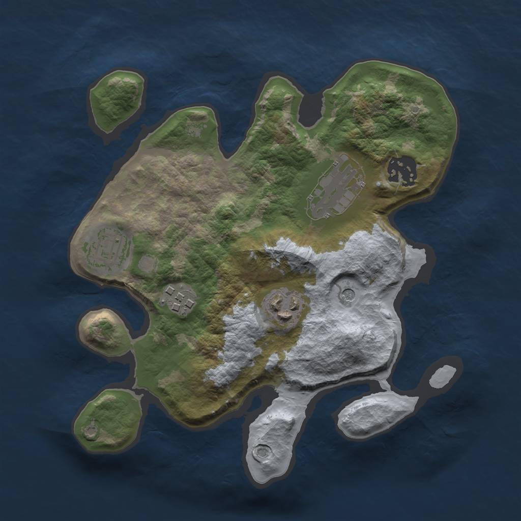 Rust Map: Barren, Size: 2500, Seed: 45215, 8 Monuments