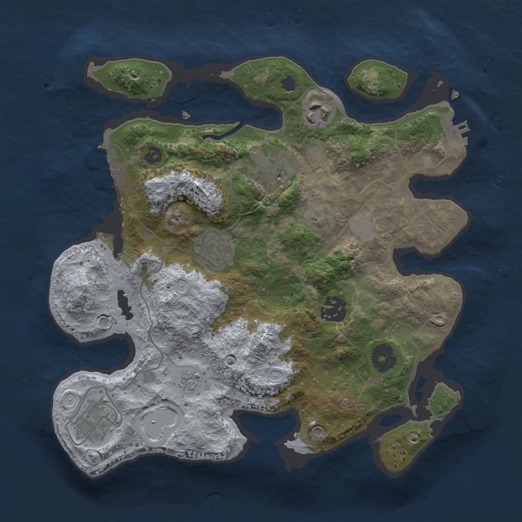 Rust Map: Procedural Map, Size: 3000, Seed: 2886, 13 Monuments